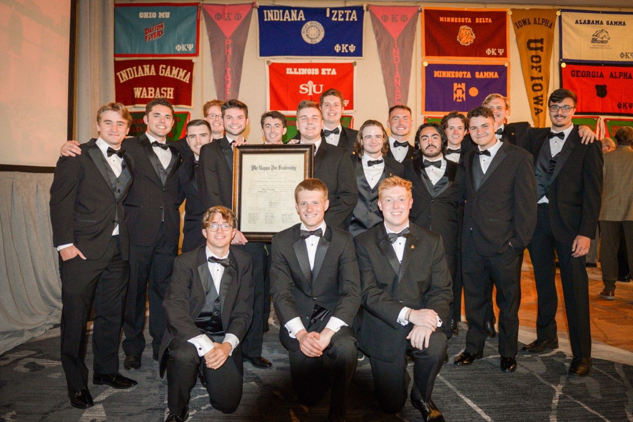Initiated Phi Psi Members with Chapter Charter